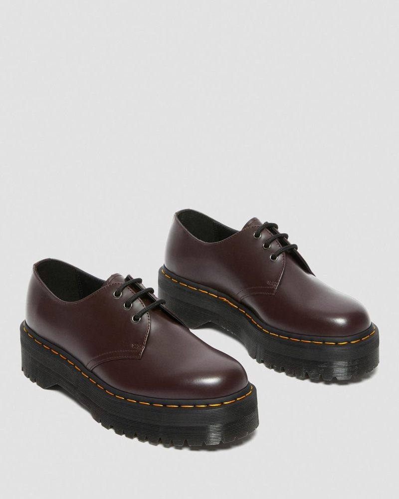 Dr Martin Martens 1461 Smooth Leather Platform Shoes (Smooth Leather) Platforms Burgundy | JV13-U9MG