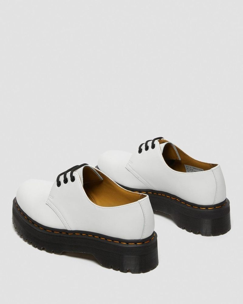 Dr Martin Martens 1461 Smooth Leather Platform Shoes (Polished Smooth) Platforms Shoes White | YY97-B5NW