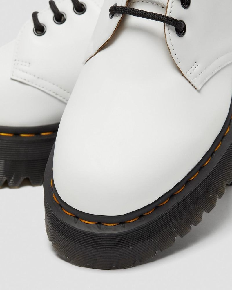 Dr Martin Martens 1461 Smooth Leather Platform Shoes (Polished Smooth) Platforms Shoes White | YY97-B5NW