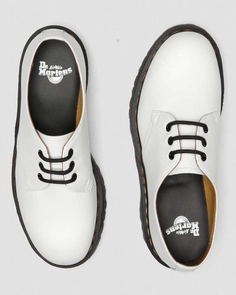 Dr Martin Martens 1461 Smooth Leather Platform Shoes (Polished Smooth) Platforms Shoes White | YY97-B5NW