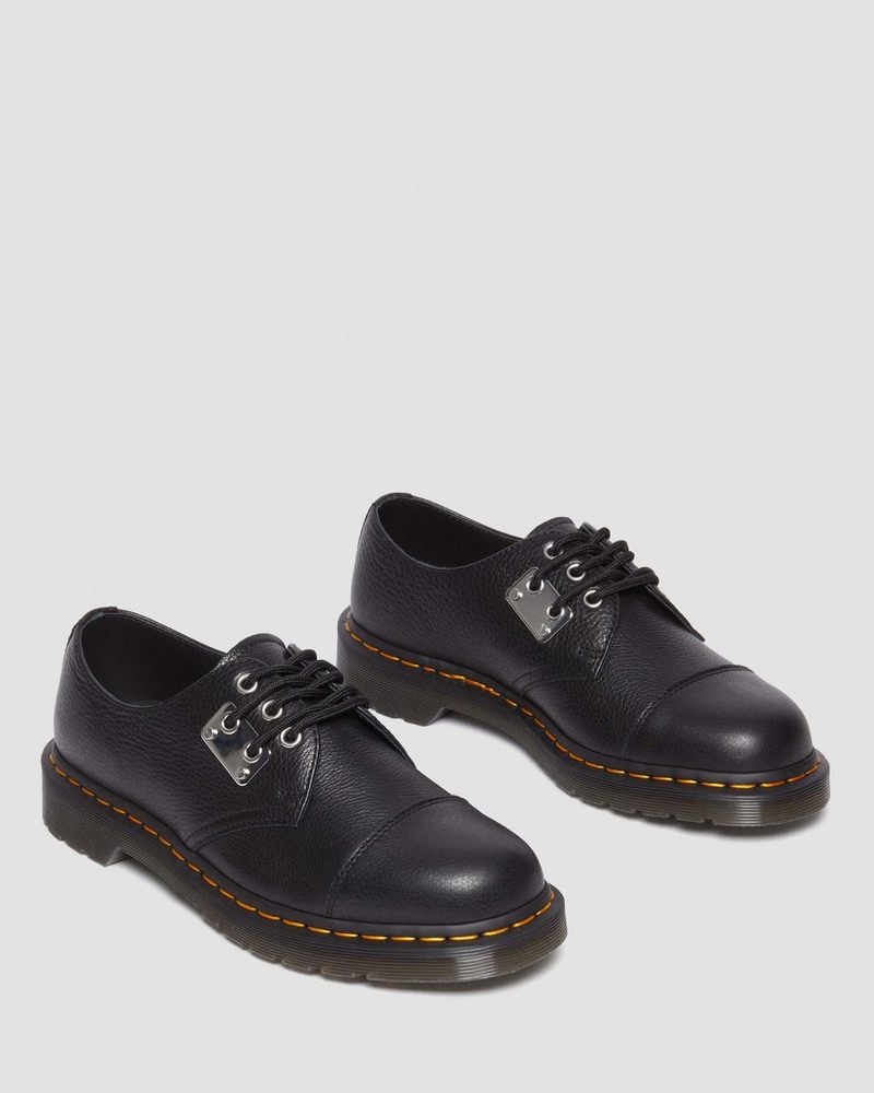 Dr Martin Martens 1461 Toe Plate Lunar Leather Oxford Shoes (Milled Nappa) Shoes Black | FX75-B2CV