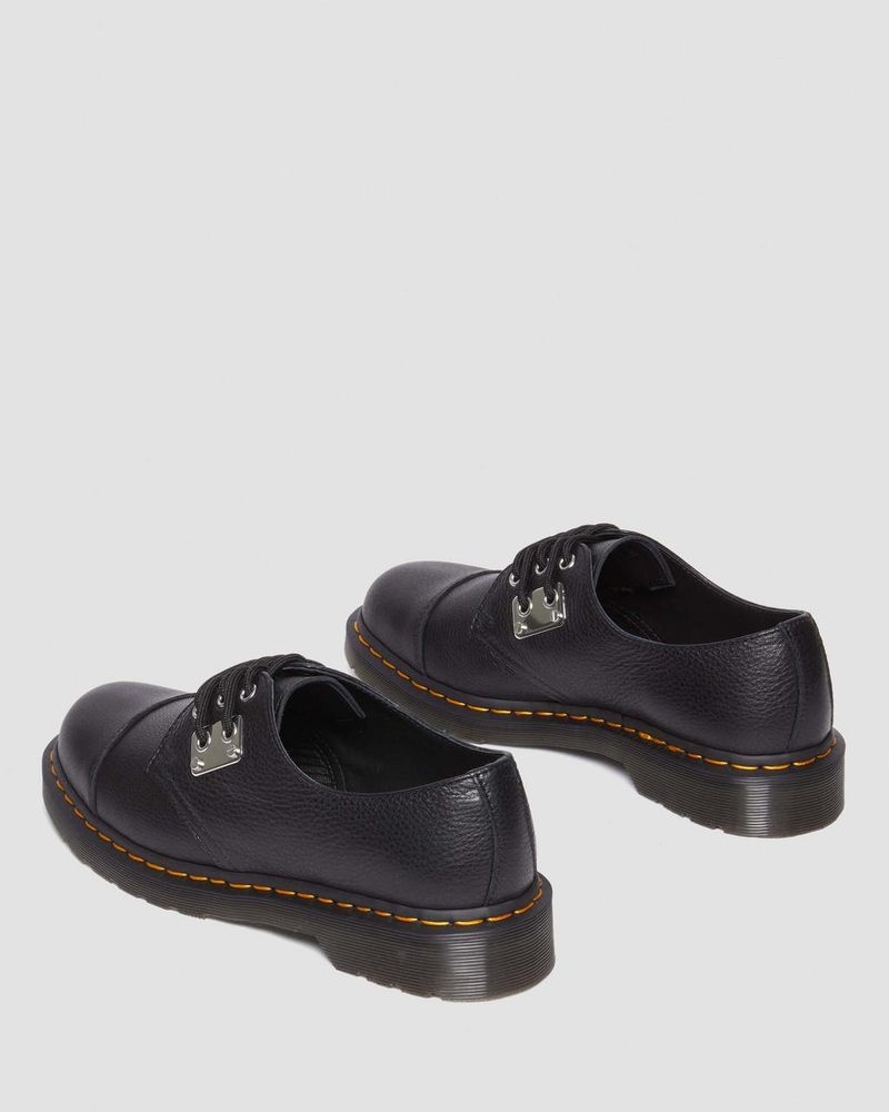 Dr Martin Martens 1461 Toe Plate Lunar Leather Oxford Shoes (Milled Nappa) Shoes Black | FX75-B2CV