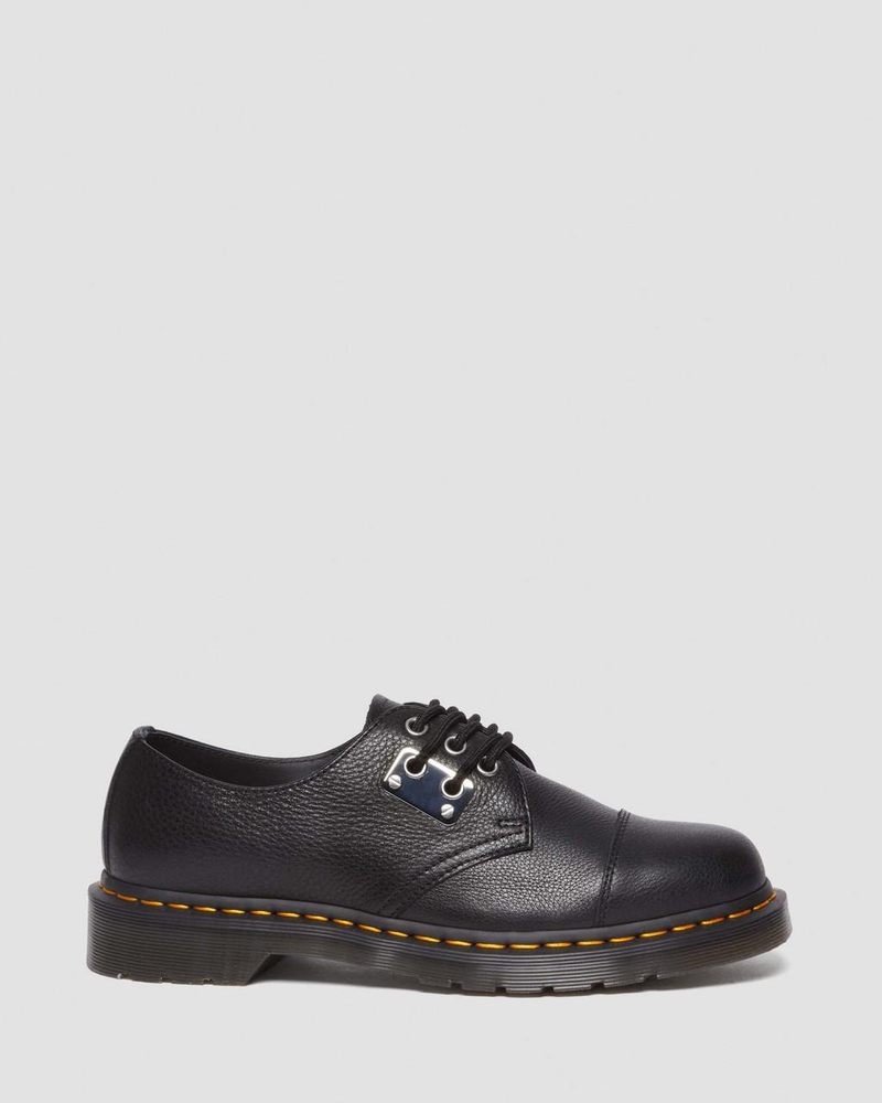 Dr Martin Martens 1461 Toe Plate Lunar Leather Oxford Shoes (Milled Nappa) Shoes Black | FX75-B2CV