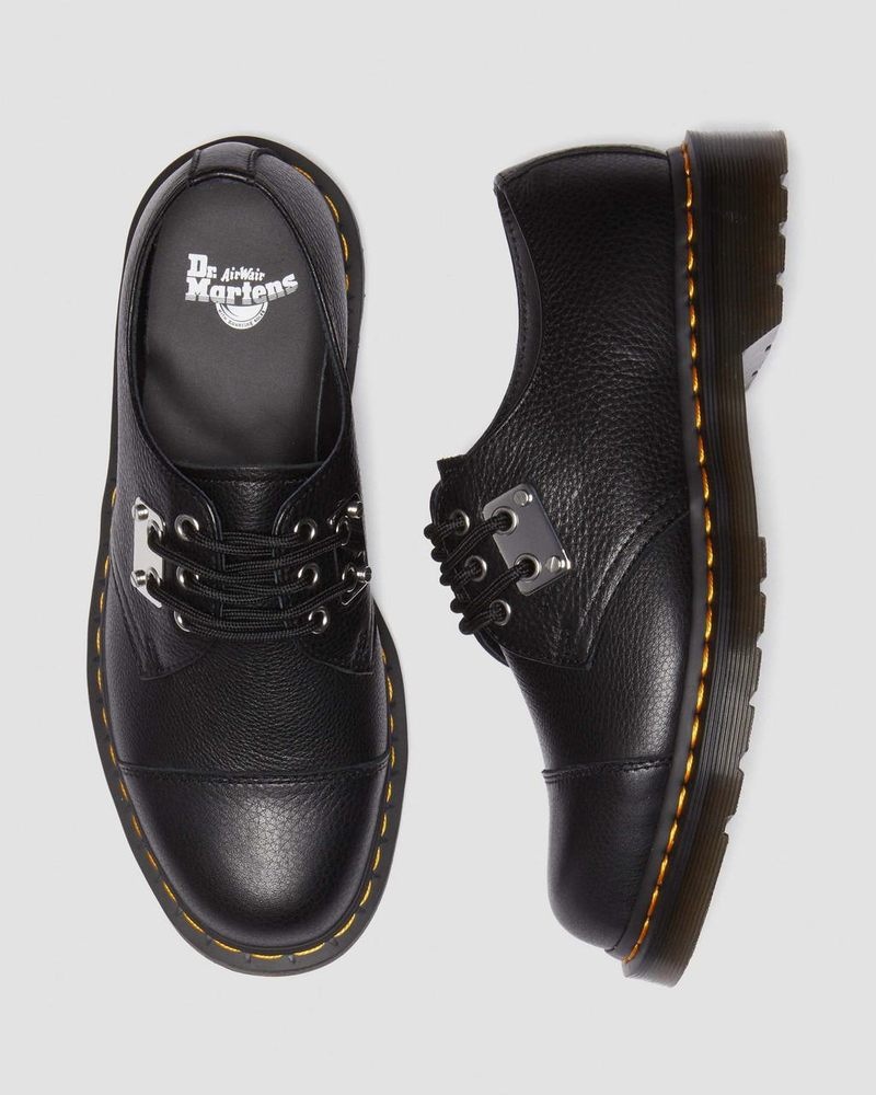 Dr Martin Martens 1461 Toe Plate Lunar Leather Oxford Shoes (Milled Nappa) Shoes Black | FX75-B2CV