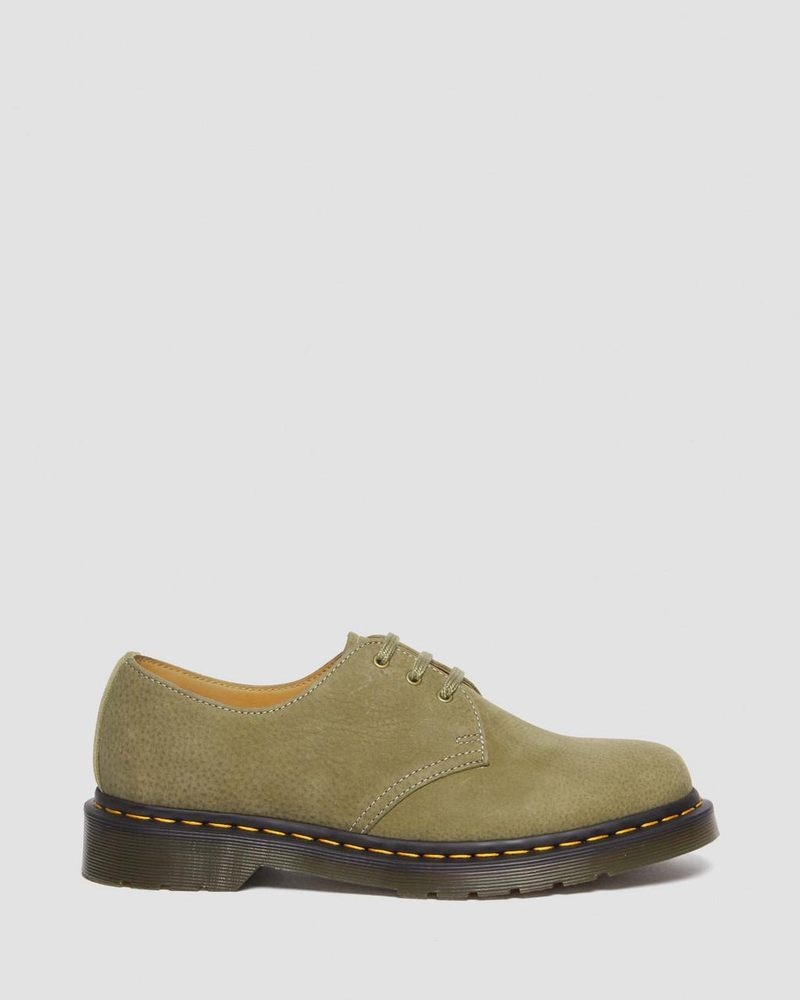 Dr Martin Martens 1461 Tumbled Nubuck Leather Oxford Shoes (Tumbled Nubuck) Shoes Muted Olive | DG33-W5EI