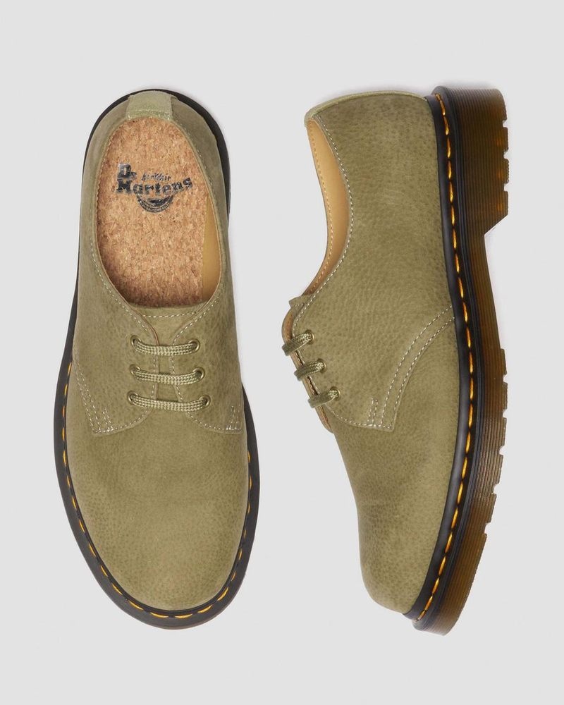 Dr Martin Martens 1461 Tumbled Nubuck Leather Oxford Shoes (Tumbled Nubuck) Shoes Muted Olive | DG33-W5EI