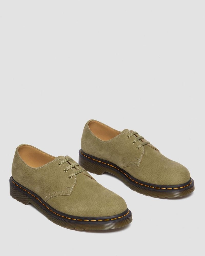 Dr Martin Martens 1461 Tumbled Nubuck Leather Oxford Shoes (Tumbled Nubuck) Shoes Muted Olive | MK10-J0LA