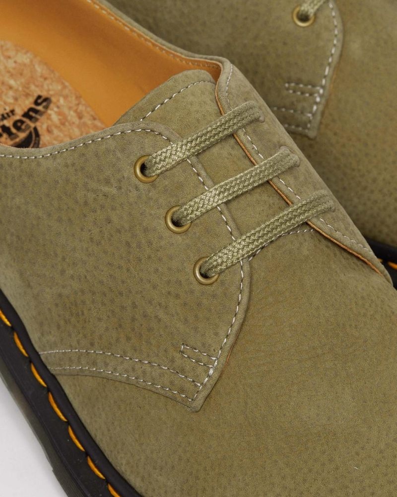 Dr Martin Martens 1461 Tumbled Nubuck Leather Oxford Shoes (Tumbled Nubuck) Shoes Muted Olive | MK10-J0LA