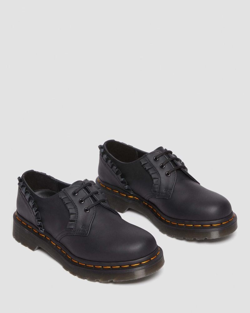 Dr Martin Martens 1461 - Frill Nappa Leather Oxford Shoes (Nappa Leather) Shoes Black | AF78-X3GC