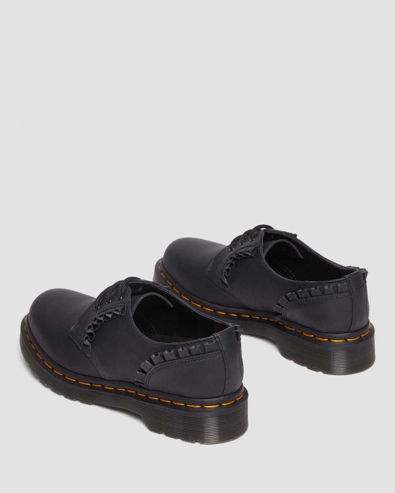 Dr Martin Martens 1461 - Frill Nappa Leather Oxford Shoes (Nappa Leather) Shoes Black | AF78-X3GC