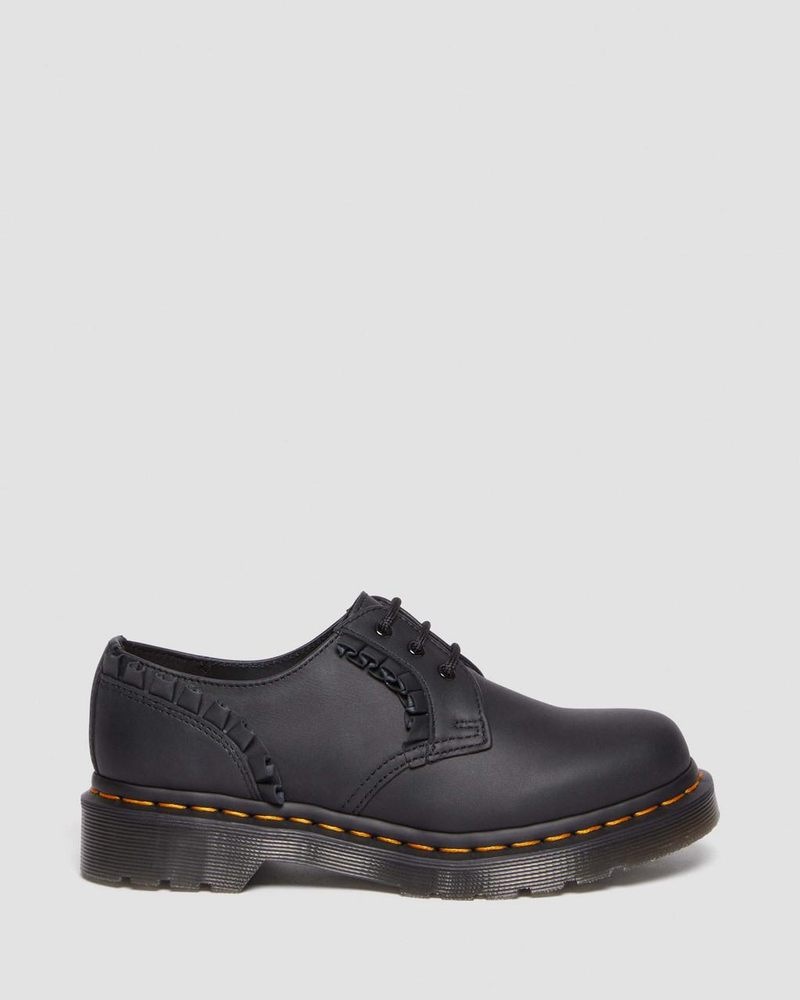 Dr Martin Martens 1461 - Frill Nappa Leather Oxford Shoes (Nappa Leather) Shoes Black | AF78-X3GC