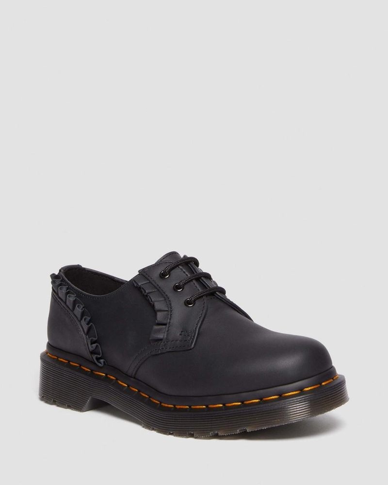 Dr Martin Martens 1461 - Frill Nappa Leather Oxford Shoes (Nappa Leather) Shoes Black | AF78-X3GC