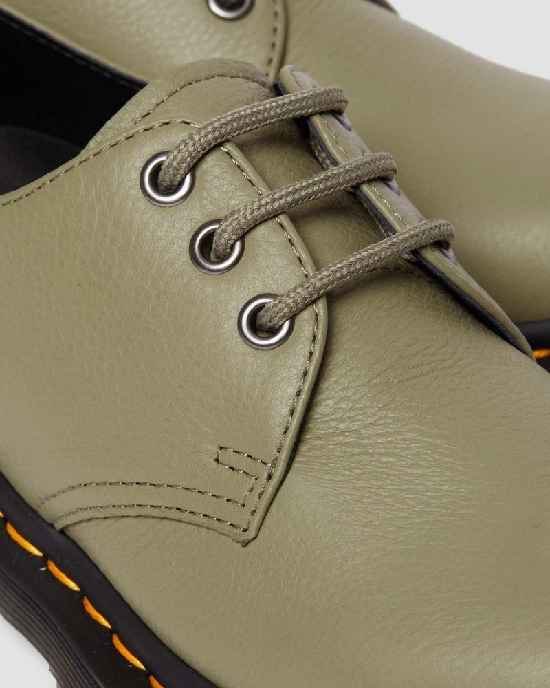 Dr Martin Martens 1461 - Virginia Leather Oxford Shoes (Virginia) Shoes Muted Olive | AK58-E8UC