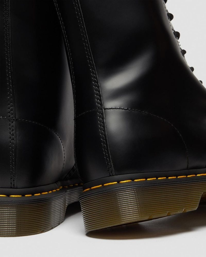 Dr Martin Martens 1490 Smooth Leather Mid Calf Boots (Smooth Leather) Boots Black | CA64-L3WV