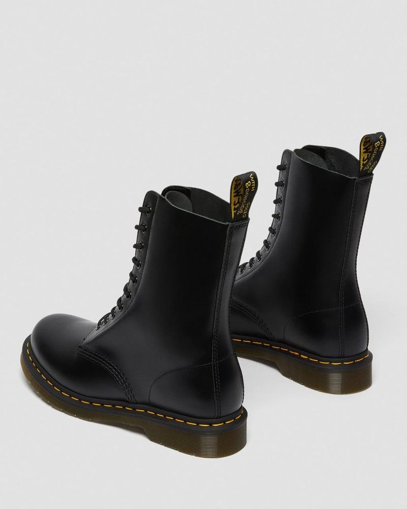 Dr Martin Martens 1490 Smooth Leather Mid Calf Boots (Smooth Leather) Boots Black | CA64-L3WV