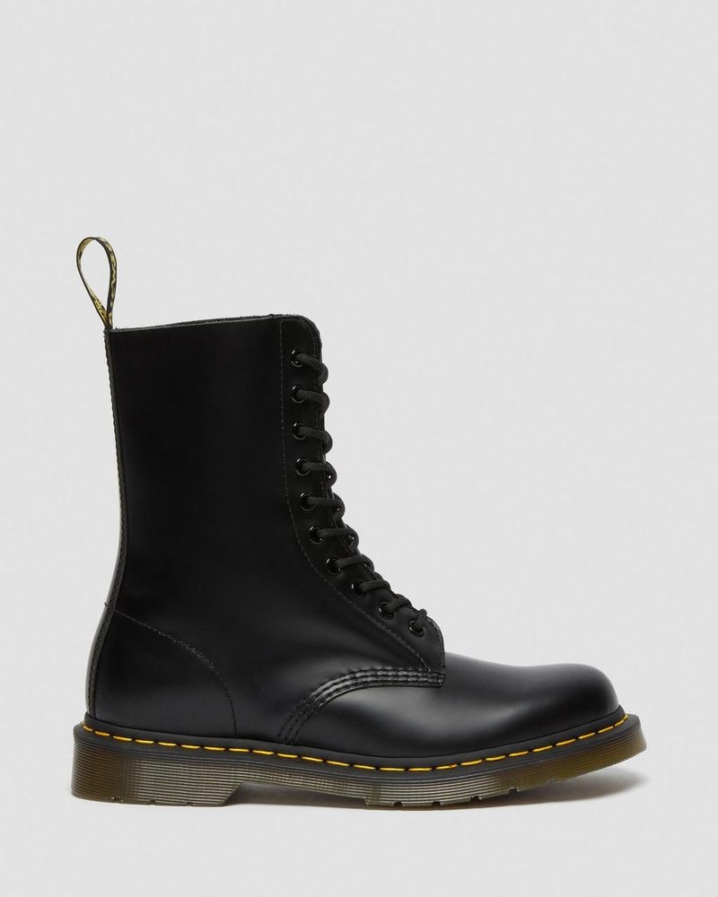 Dr Martin Martens 1490 Smooth Leather Mid Calf Boots (Smooth Leather) Boots Black | CA64-L3WV