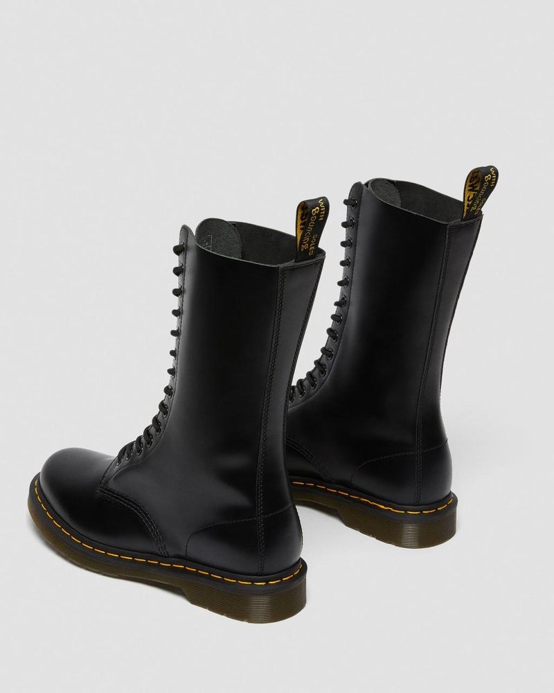 Dr Martin Martens 1914 Smooth Leather Tall Boots (Smooth Leather) Boots Black | ES48-P0UJ