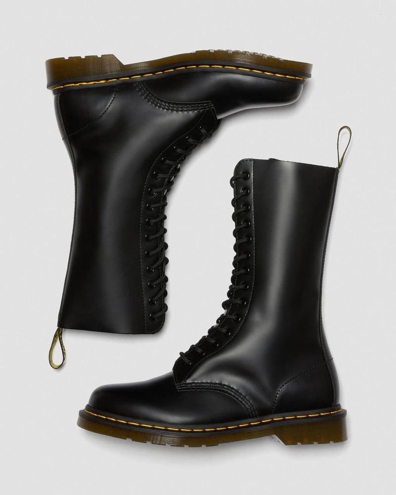 Dr Martin Martens 1914 Smooth Leather Tall Boots (Smooth Leather) Boots Black | ES48-P0UJ