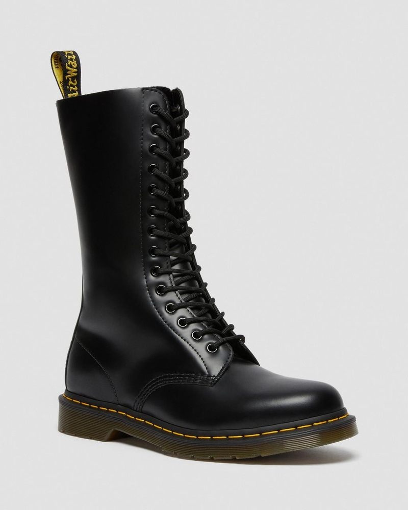 Dr Martin Martens 1914 Smooth Leather Tall Boots (Smooth Leather) Boots Black | ES48-P0UJ