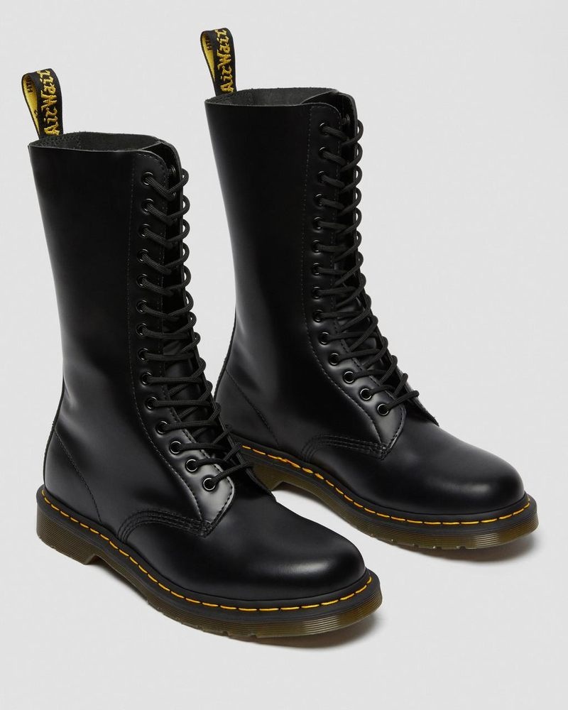 Dr Martin Martens 1914 Smooth Leather Tall Boots (Smooth Leather) Boots Black | AH82-G8PA