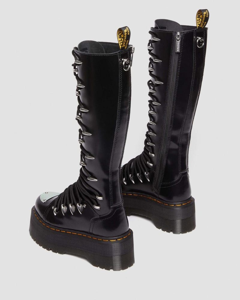 Dr Martin Martens 1B60 Max Lace Up Knee High Platform Boots (Buttero) Platforms Boots Black | FE12-E3AH