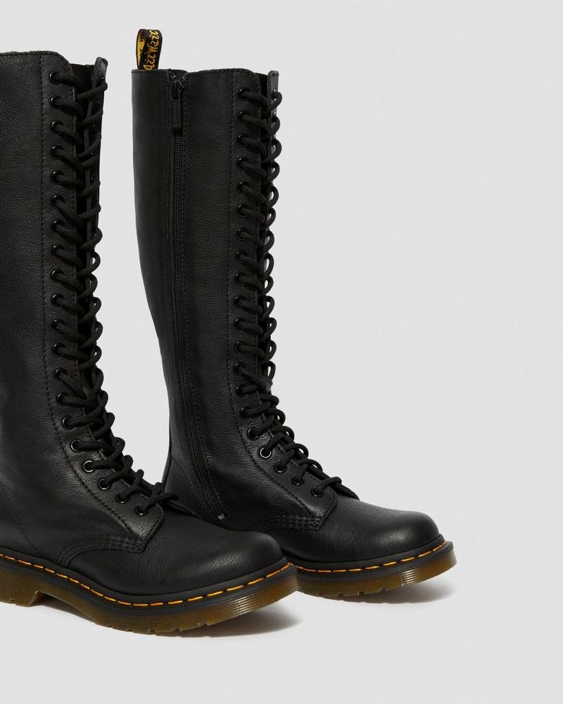 Dr Martin Martens 1B60 Virginia Leather Knee High Boots (Virginia) Boots Black | HG40-N3FA