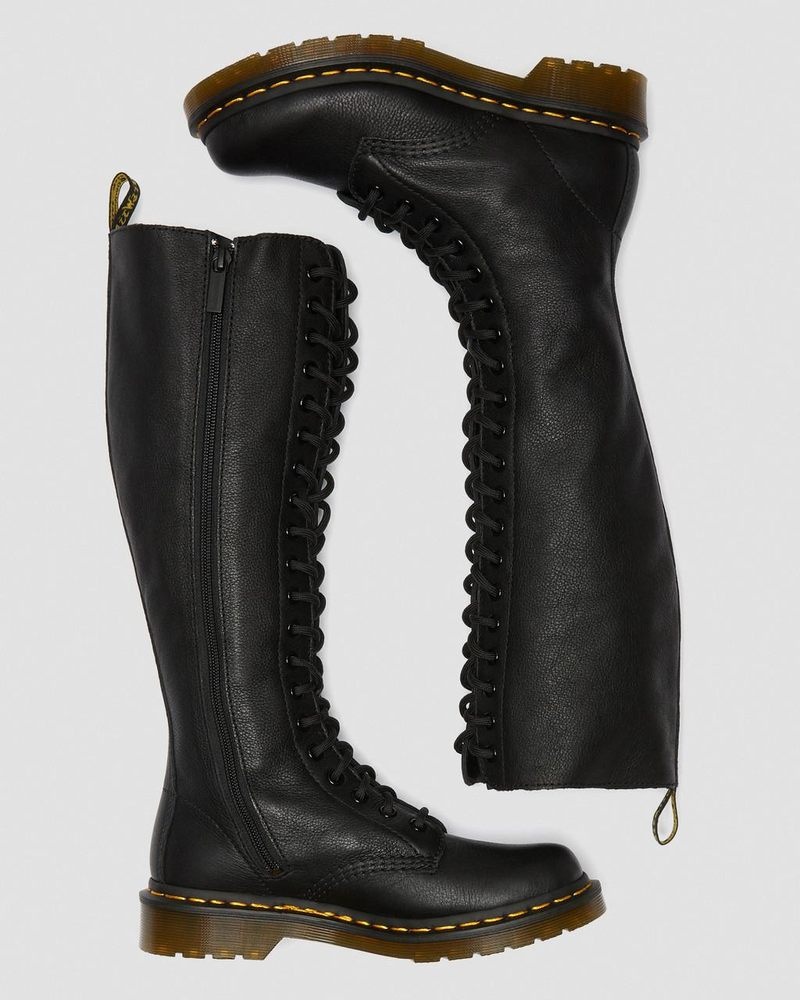 Dr Martin Martens 1B60 Virginia Leather Knee High Boots (Virginia) Boots Black | HG40-N3FA