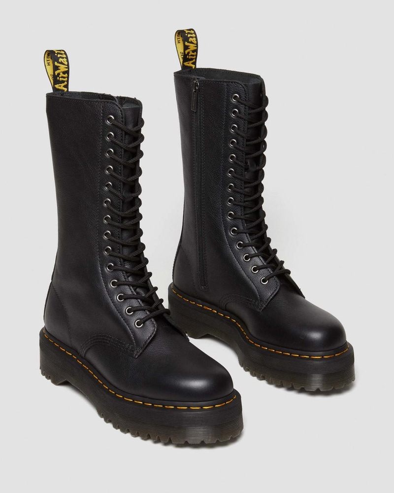 Dr Martin Martens 1B99 Pisa Leather Mid Calf Lace Up Boots (Pisa) Platforms Boots Black | TI05-X1PP