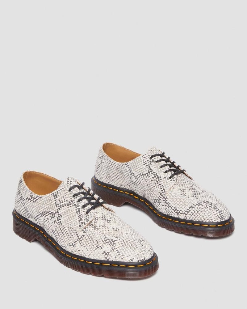 Dr Martin Martens 2046 Snake Print Suede Oxford Shoes (Python Print Suede) Shoes Sand/Black | LA78-O9ZP