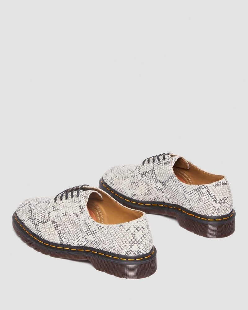 Dr Martin Martens 2046 Snake Print Suede Oxford Shoes (Python Print Suede) Shoes Sand/Black | LA78-O9ZP