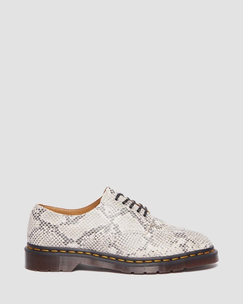 Dr Martin Martens 2046 Snake Print Suede Oxford Shoes (Python Print Suede) Shoes Sand/Black | LA78-O9ZP