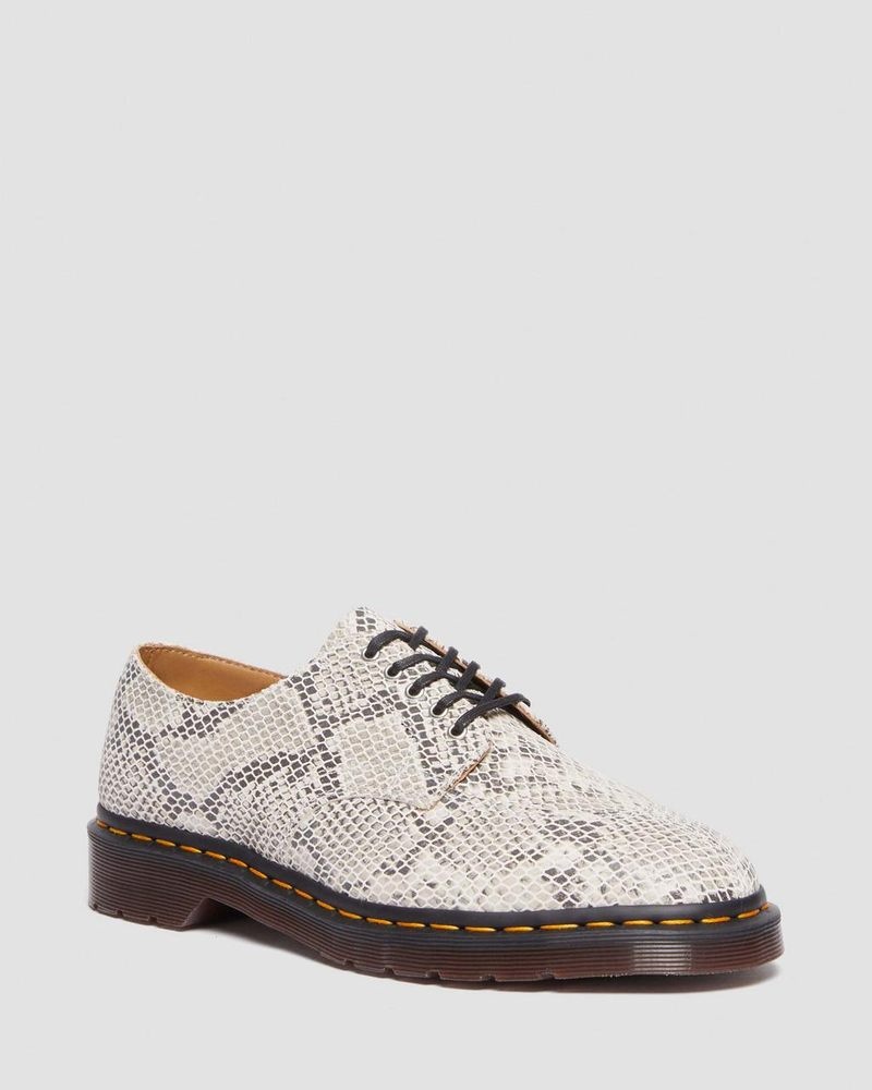 Dr Martin Martens 2046 Snake Print Suede Oxford Shoes (Python Print Suede) Shoes Sand/Black | LA78-O9ZP