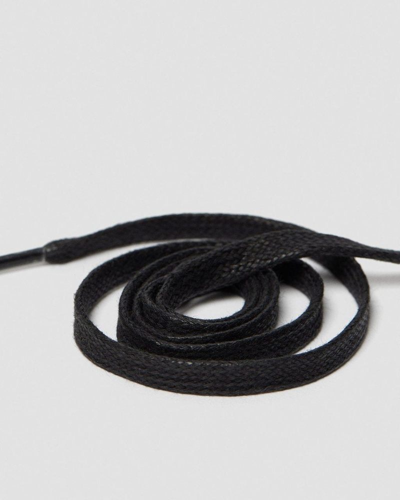 Dr Martin Martens 26 Inch Waxed Flat Shoe Laces (3 Eye) (Tetoron) Shoe Laces Black | WE76-R2ZT