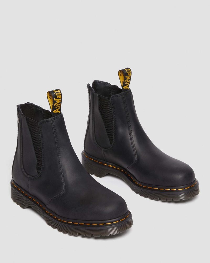 Dr Martin Martens 2976 Alternative Full Grain Leather Chelsea Boots (Waxed Full Grain) Shoes Black | DU21-Y1KG