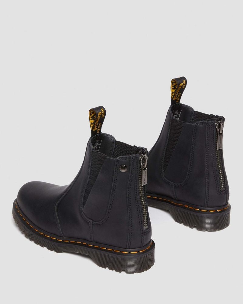 Dr Martin Martens 2976 Alternative Full Grain Leather Chelsea Boots (Waxed Full Grain) Shoes Black | DU21-Y1KG