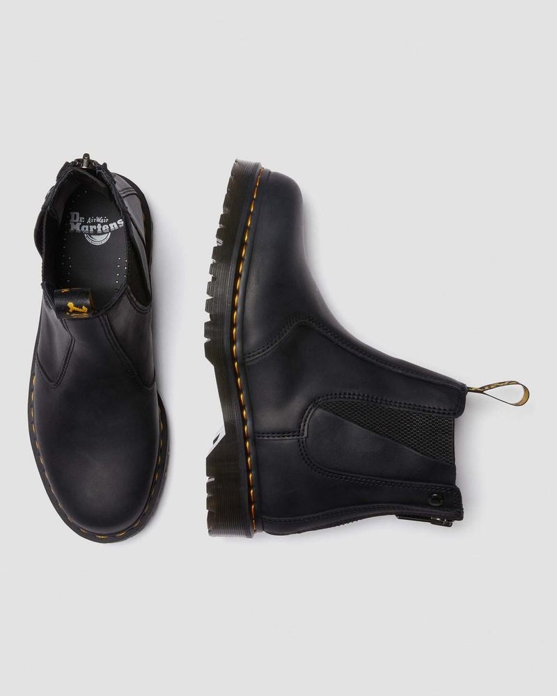 Dr Martin Martens 2976 Alternative Full Grain Leather Chelsea Boots (Waxed Full Grain) Shoes Black | DU21-Y1KG