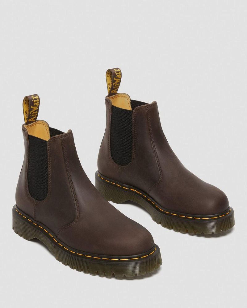 Dr Martin Martens 2976 Bex Crazy Horse Chelsea Boots (Crazy Horse) Platforms Boots Dark Brown | NI65-B6XD