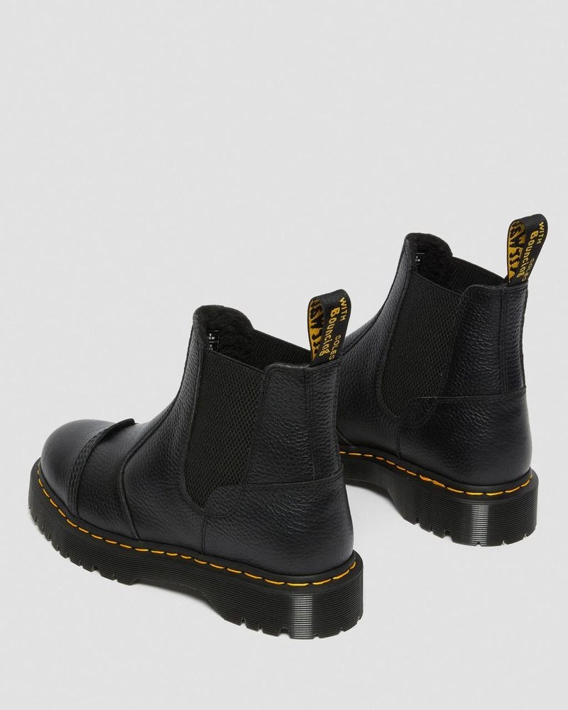 Dr Martin Martens 2976 Bex Fleece-Lined Platform Chelsea Boots (Milled Nappa) Platforms Boots Black | KU83-A5BL