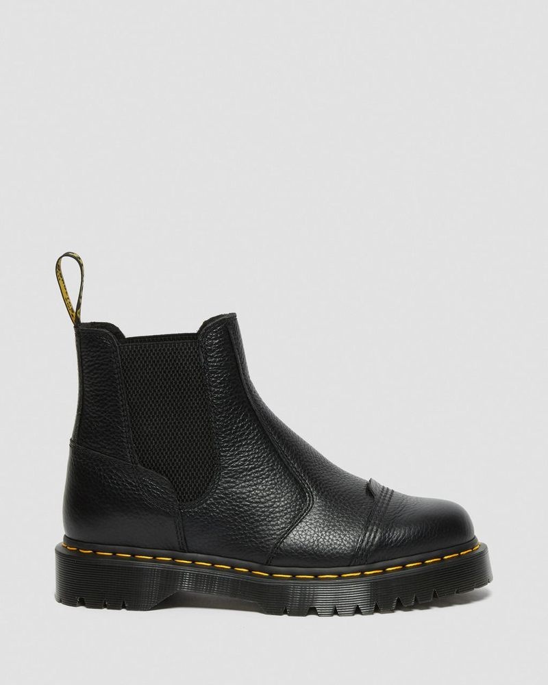 Dr Martin Martens 2976 Bex Fleece-Lined Platform Chelsea Boots (Milled Nappa) Platforms Boots Black | KU83-A5BL