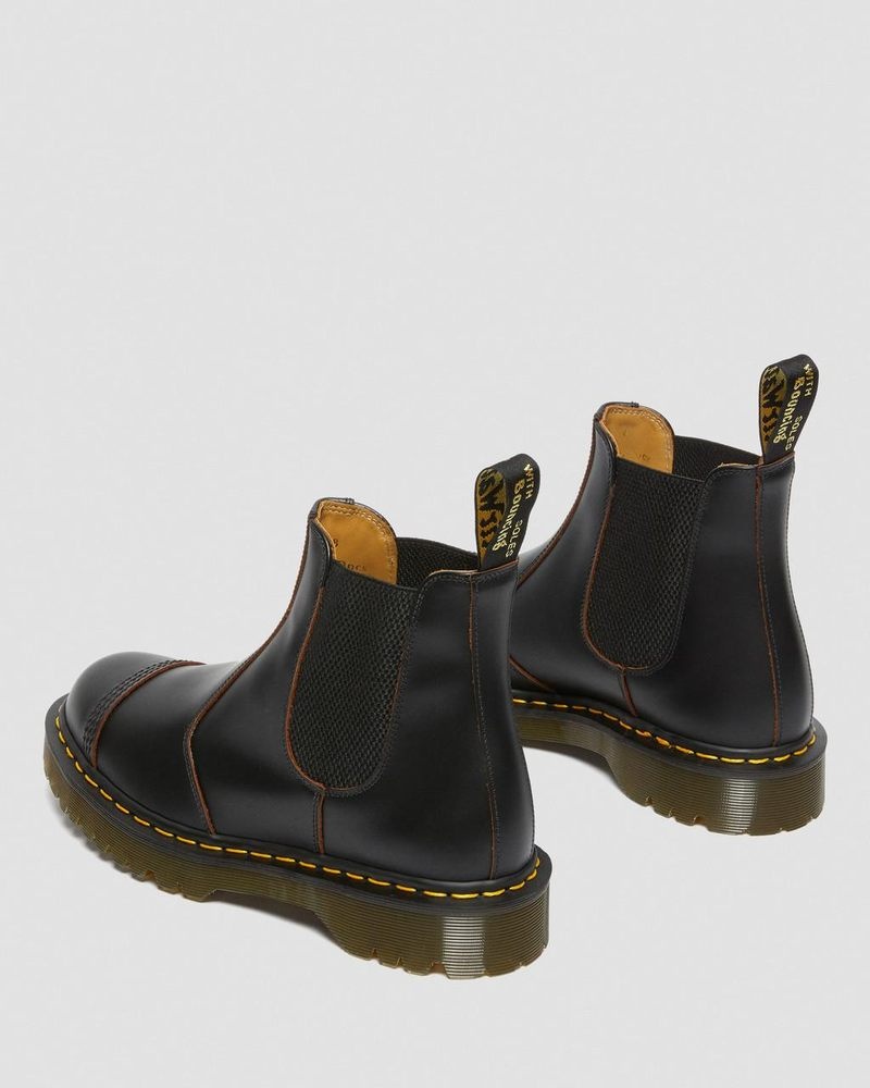 Dr Martin Martens 2976 Bex Made in England Toe Cap Chelsea Boots (Quilon) Shoes Black | NK57-F4YO