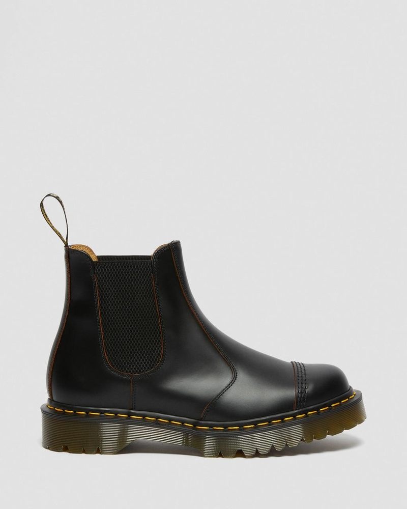 Dr Martin Martens 2976 Bex Made in England Toe Cap Chelsea Boots (Quilon) Shoes Black | NK57-F4YO