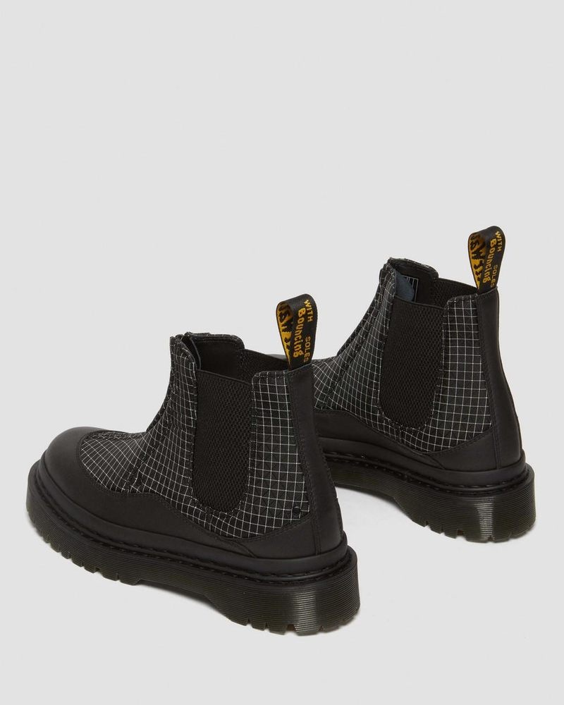 Dr Martin Martens 2976 Bex Ripstop Grid Chelsea Boots (Sorento+Grip Ripstop) Platforms Boots Black/Black/White | AV52-G4OR