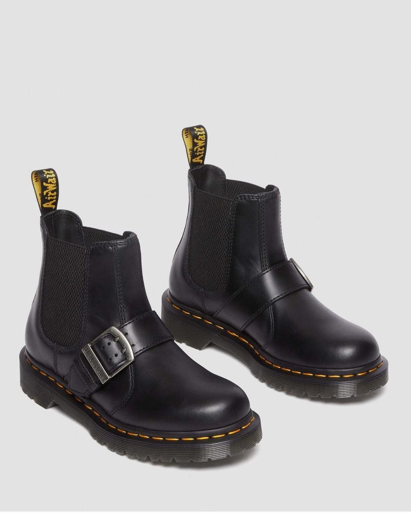 Dr Martin Martens 2976 Buckle Pull Up Leather Chelsea Boots (Pull Up) Boots Black | HY87-T7FG