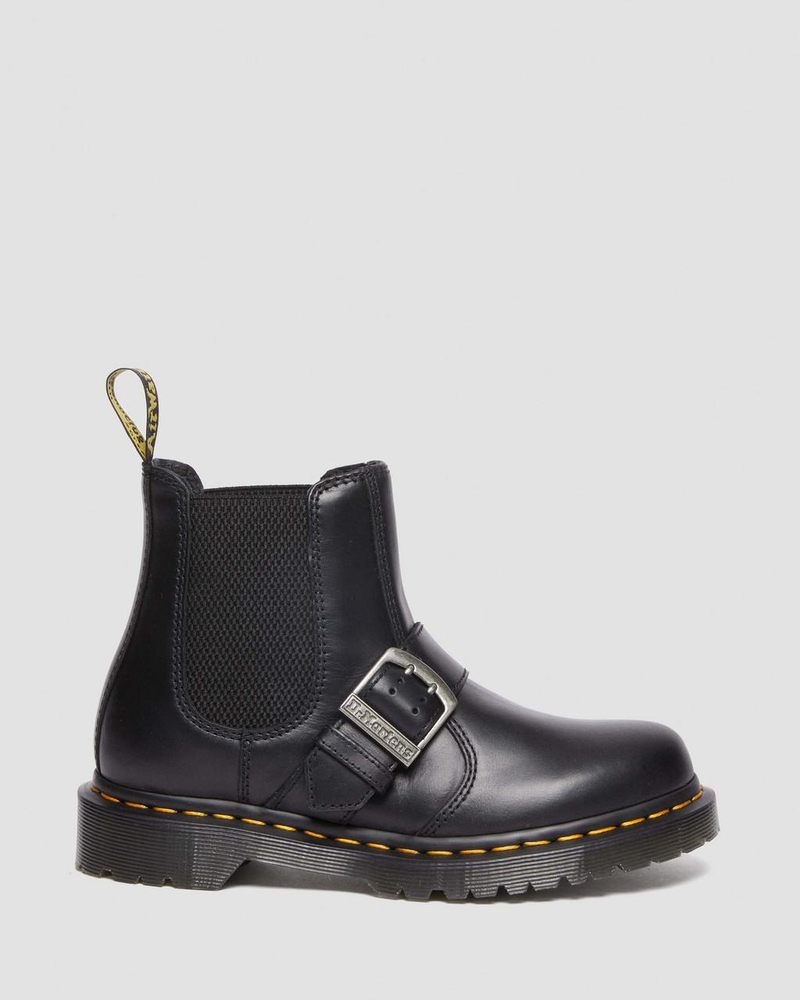 Dr Martin Martens 2976 Buckle Pull Up Leather Chelsea Boots (Pull Up) Boots Black | HY87-T7FG