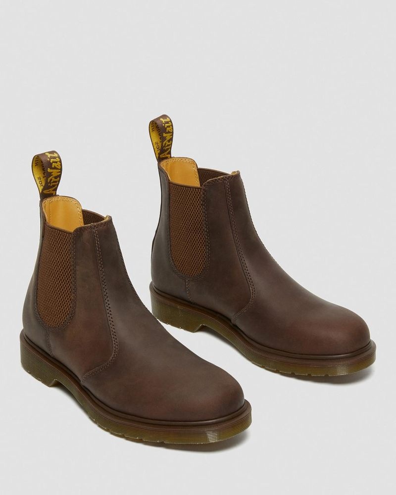 Dr Martin Martens 2976 Crazy Horse Leather Chelsea Boots (Crazy Horse) Boots Brown | EZ23-O7WR