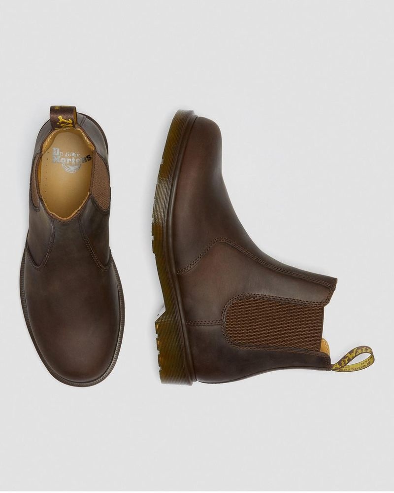 Dr Martin Martens 2976 Crazy Horse Leather Chelsea Boots (Crazy Horse) Boots Brown | EZ23-O7WR