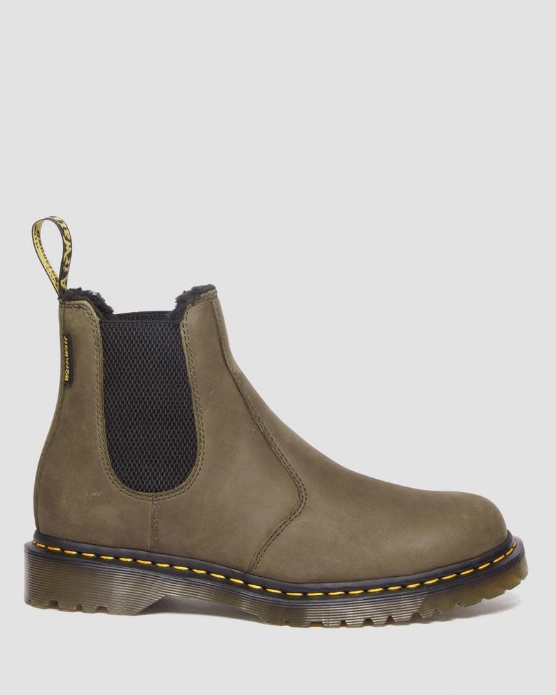 Dr Martin Martens 2976 Fleece Lined Leather Chelsea Boots (Archive Pull Up) Boots Dms Olive | LP67-D7ET