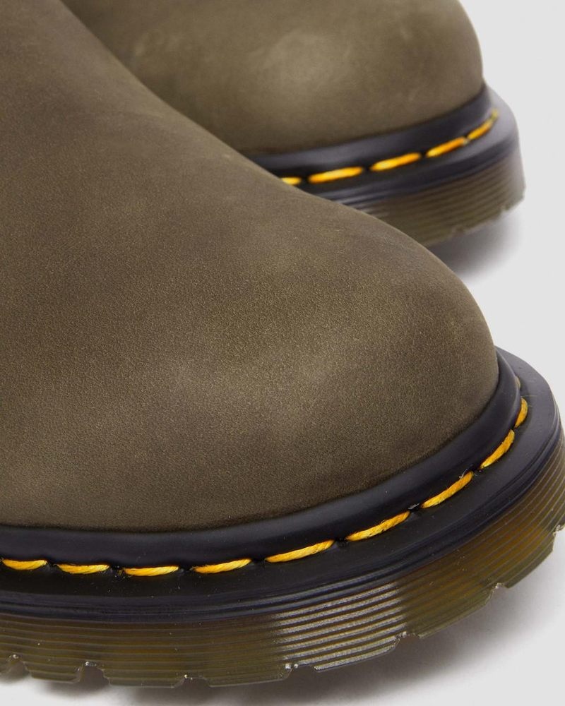 Dr Martin Martens 2976 Fleece Lined Leather Chelsea Boots (Archive Pull Up) Boots Dms Olive | LP67-D7ET