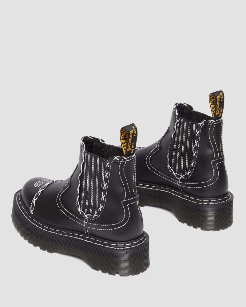 Dr Martin Martens 2976 Gothic Americana Leather Platform Chelsea Boots (Wanama) Platforms Boots Black | IW10-G7UC