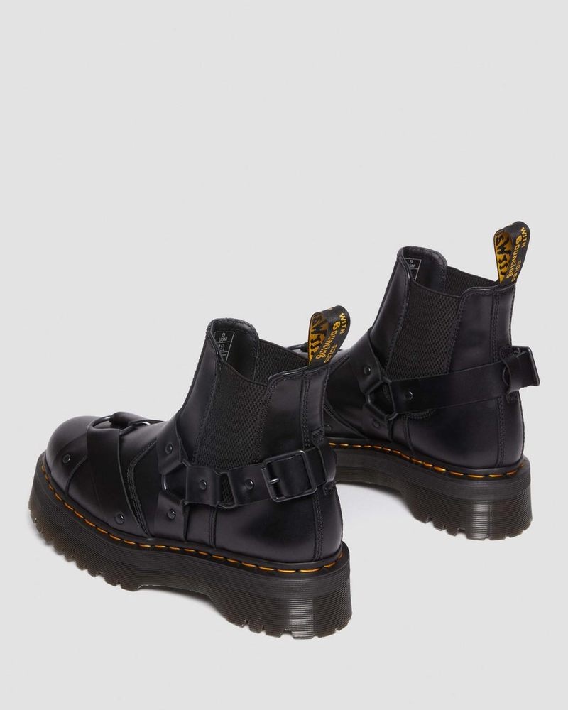 Dr Martin Martens 2976 Harness Leather Platform Chelsea Boots (Paris) Boots Black | MB89-X5IV